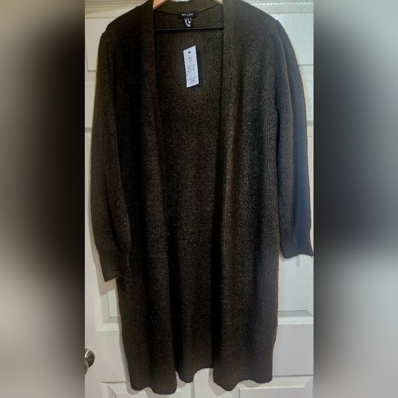 Forest Green Open Cardigan Sweater Size Medium - Picture 4 of 6